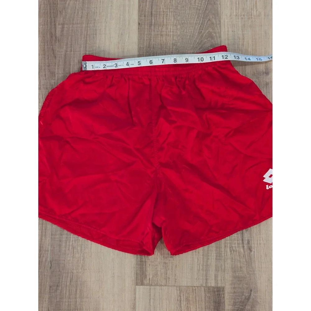 Vintage Lotto Italia Soccer Training Shorts Mens L Red Made USA Nylon 80s 90s